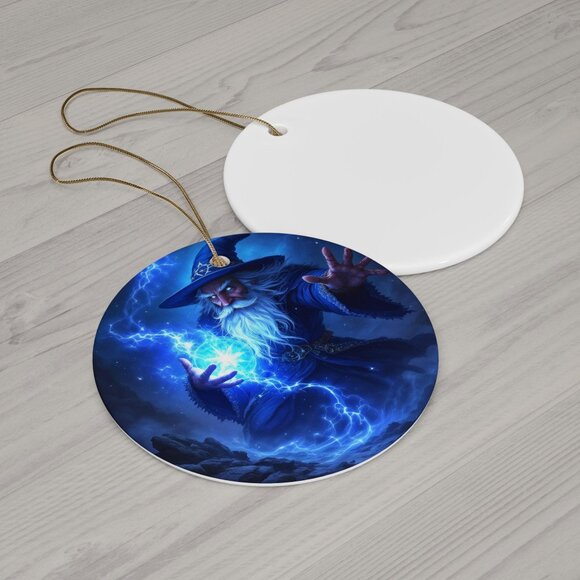 Magical Wizard Ceramic Ornament, Holiday Decor, Christmas Tree Decoration - Picture 2 of 3